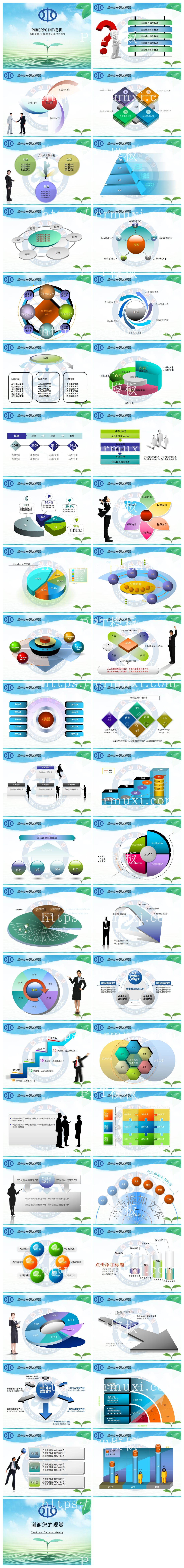党政军团PPT模板_94水利自然环保生态绿色节约用水PPT