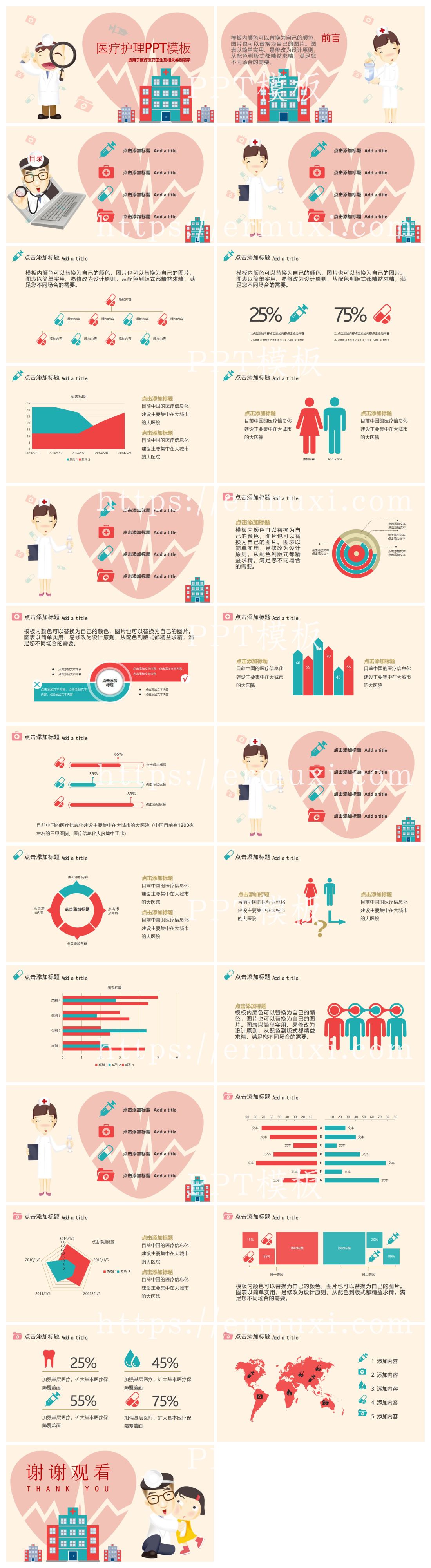 可爱卡通医疗护理_PPT模板